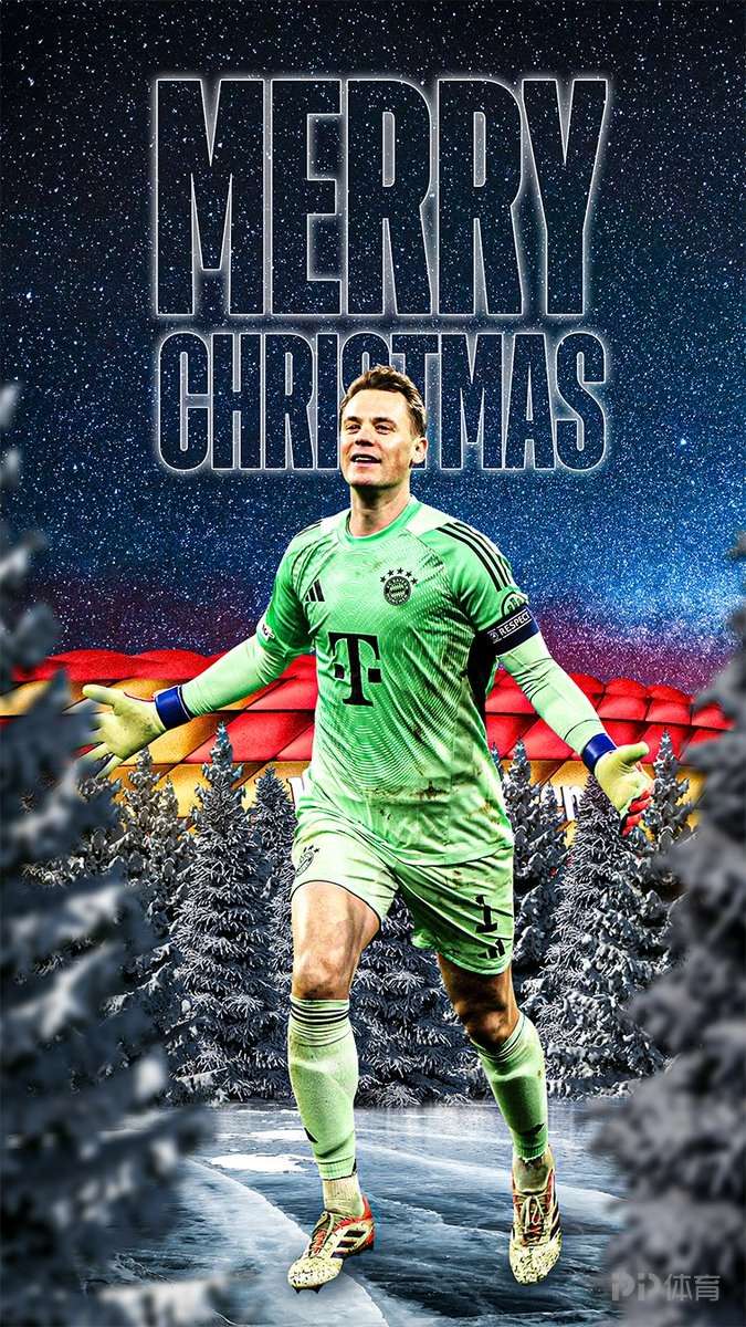 拜仁官方发布诺伊尔、基米希、于帕梅卡诺圣诞特制海报