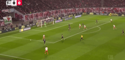 第20分钟，劳姆传中，罗慕洛破门，莱比锡1-0拜仁