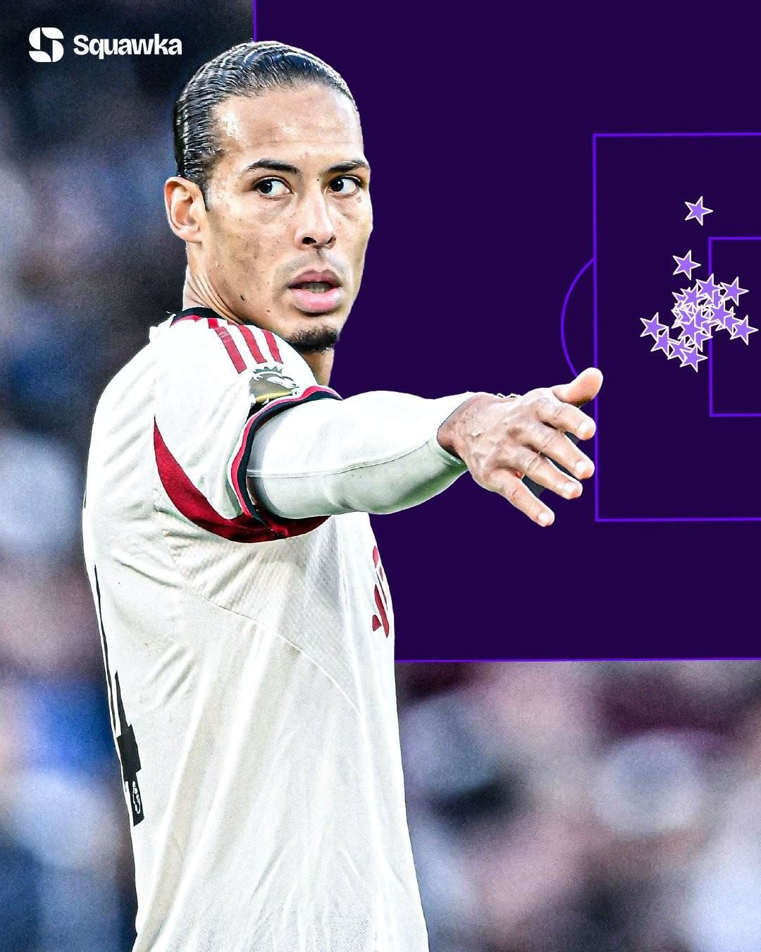 均打进22球，范戴克与海皮亚并列利物浦队史英超进球最多中卫