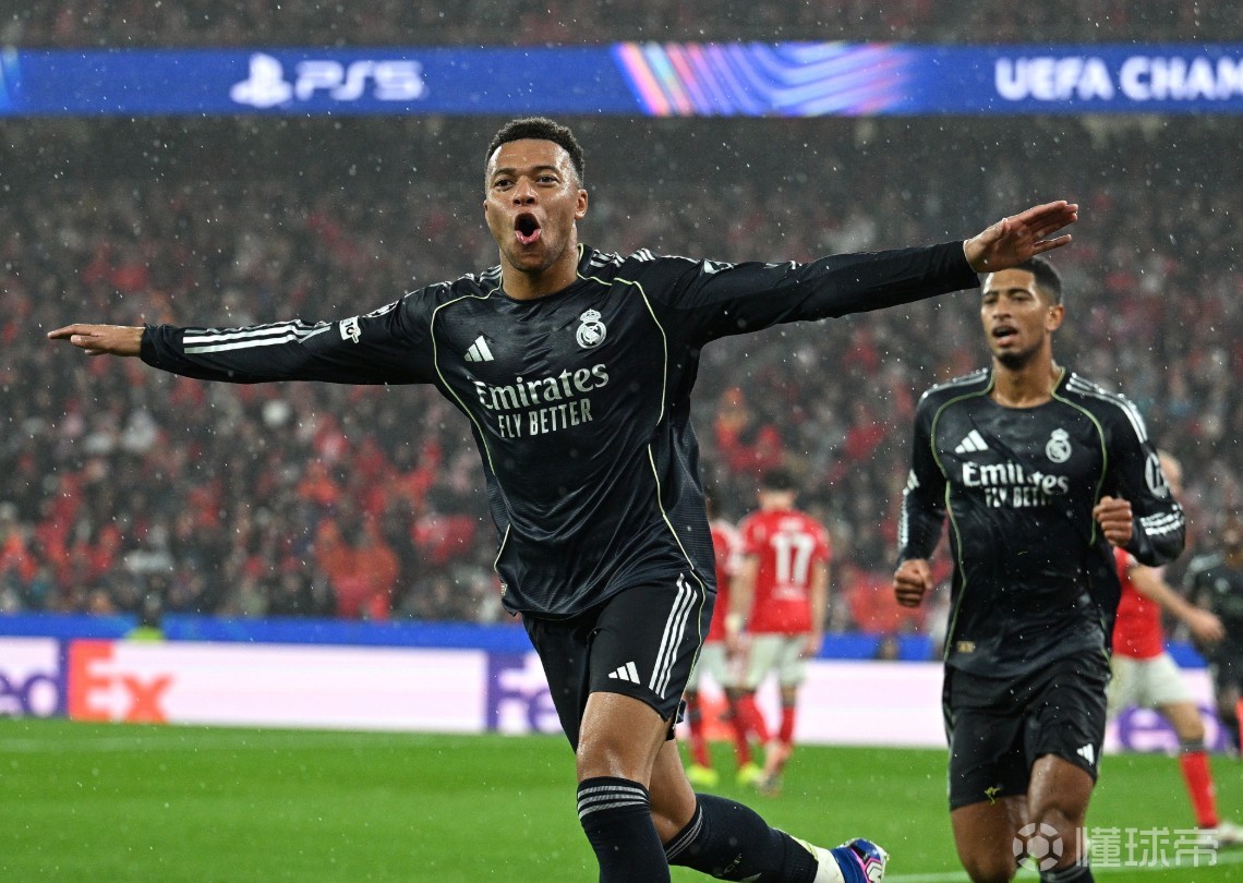  姆巴佩本赛季欧冠进球占皇马全队60%，同期欧冠第二高