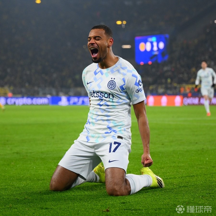  替补建功，国米中场安迪-迪乌夫打进生涯欧冠处子球