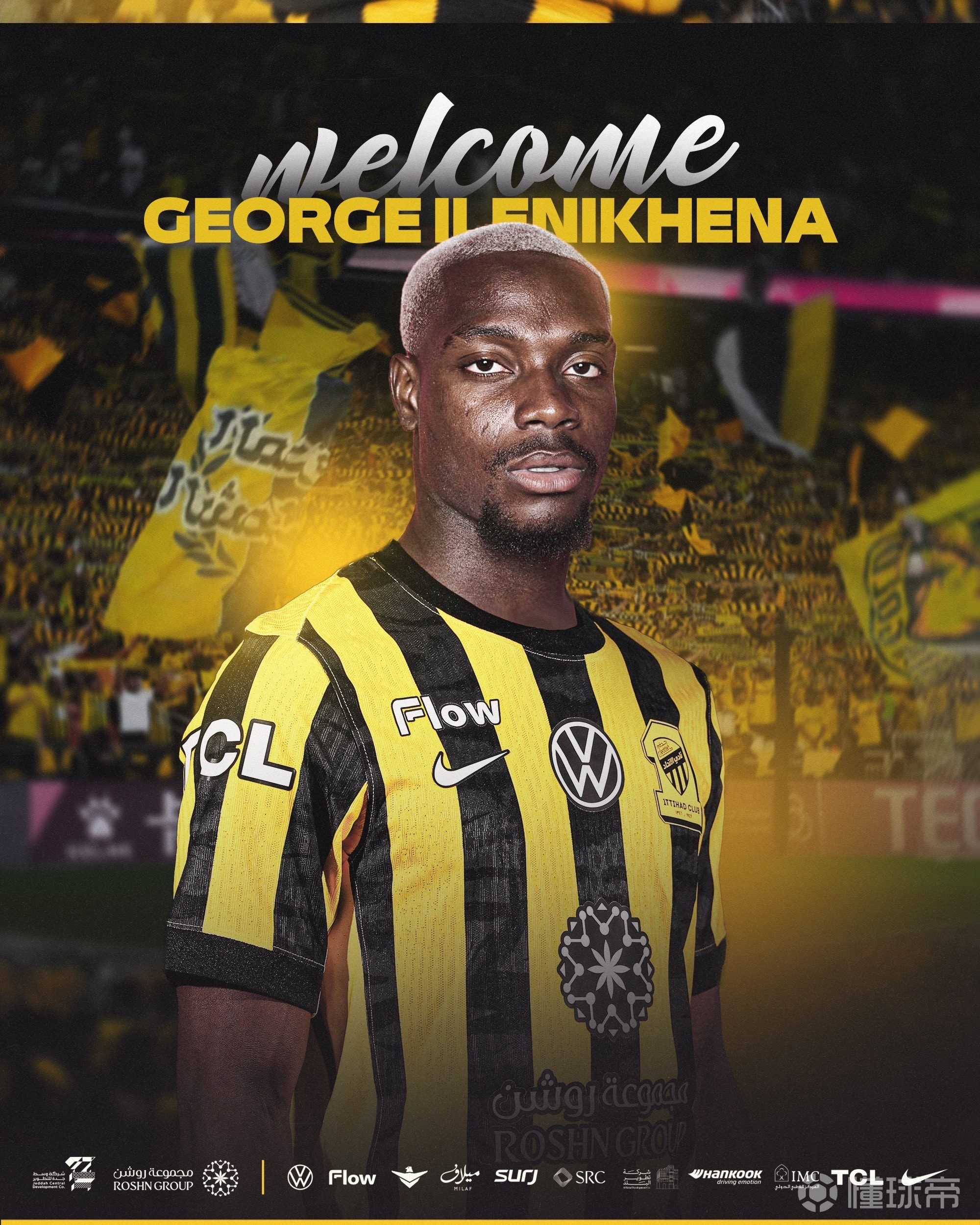 官方：吉达联合签下摩纳哥前锋伊莱尼赫纳；据悉总价3300万欧