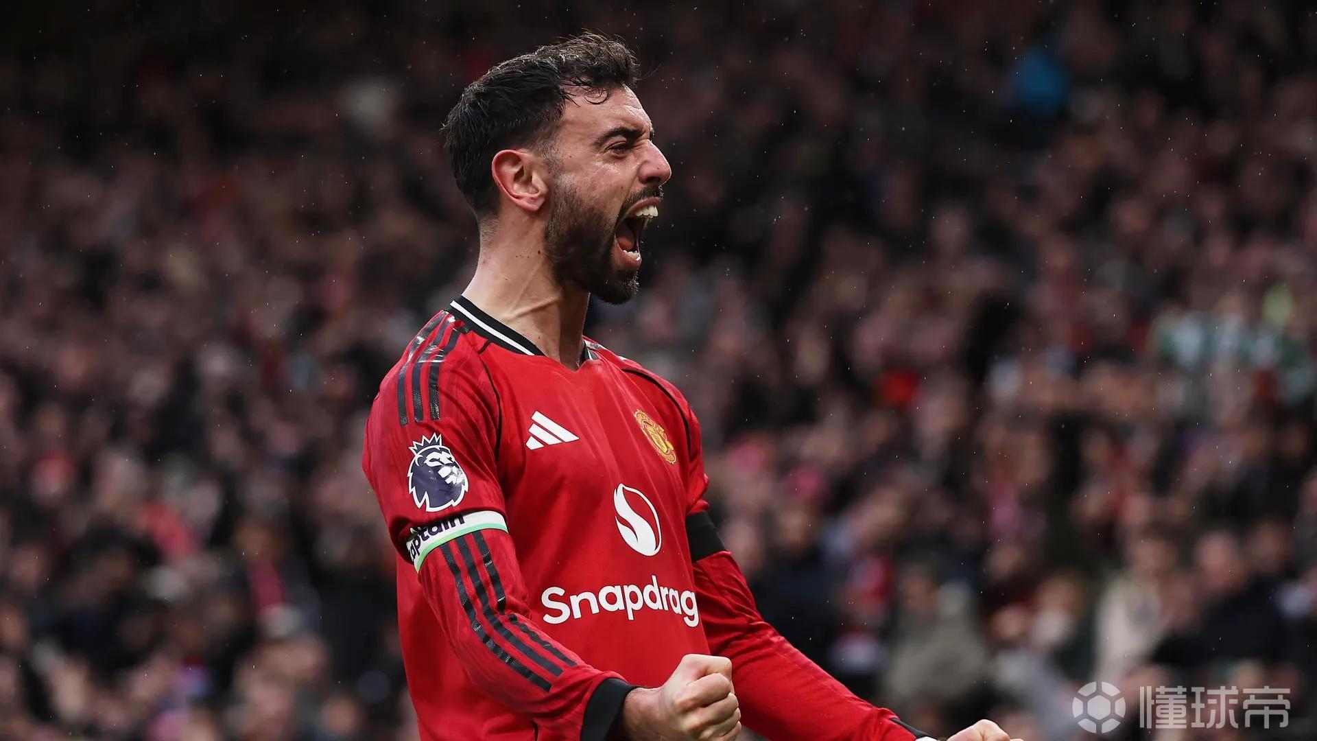 B费曼联生涯直接参与200球，英超球员同期仅萨拉赫数据更好