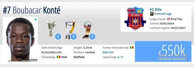 博主：国安接近签下马里中场孔特 预计本周完成