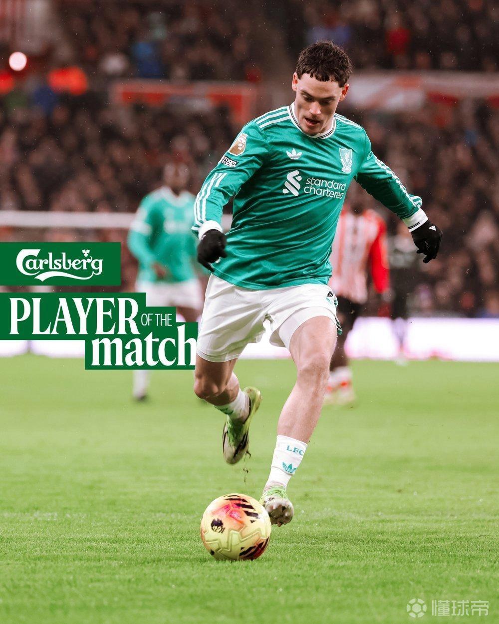 力压范戴克，维尔茨当选与桑德兰一役利物浦队内最佳球员