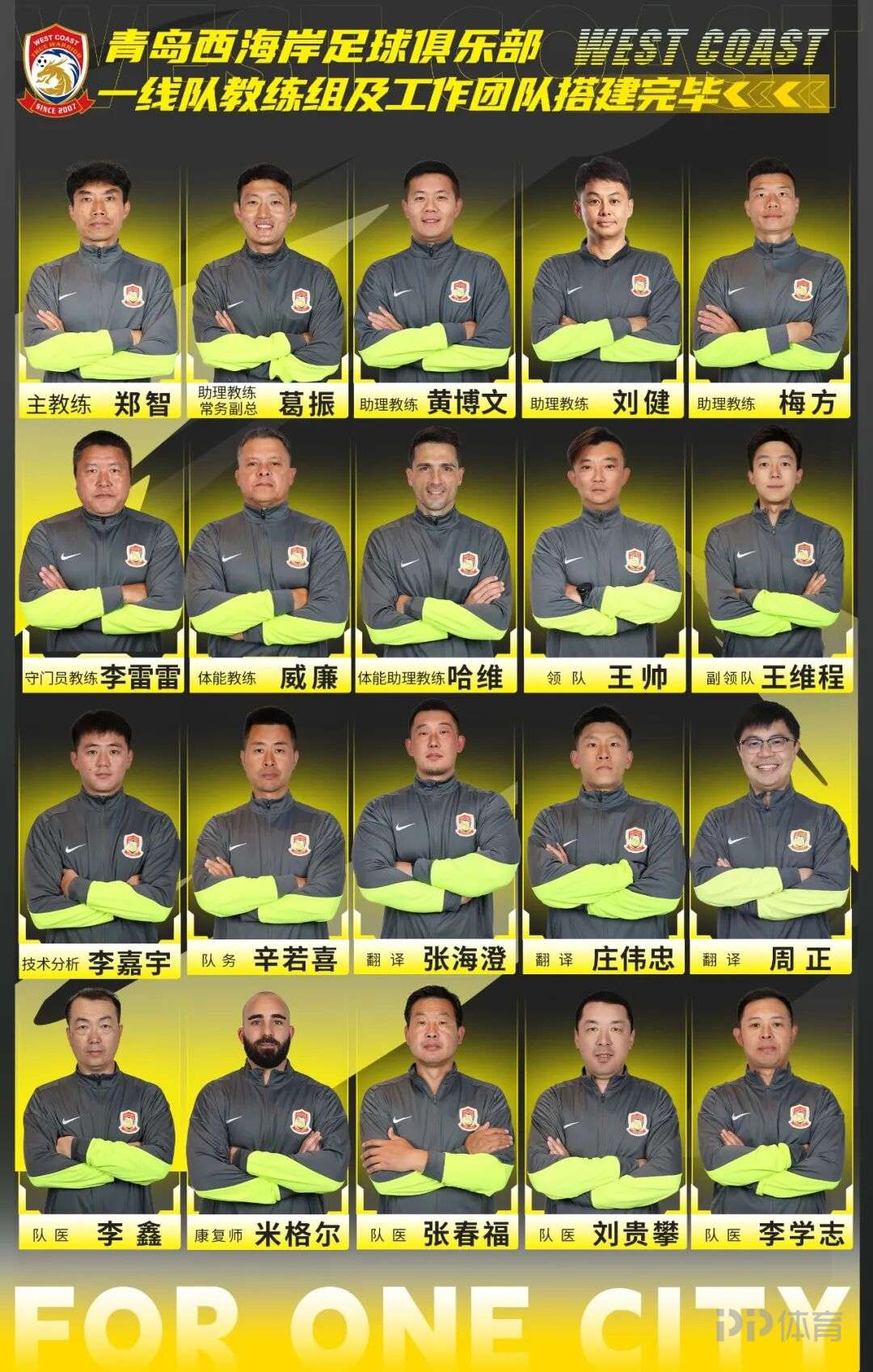 西海岸官宣一线队教练组:郑智主帅 黄博文、刘健、梅方助教