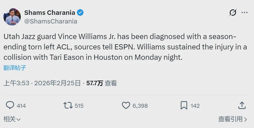 赛季报销！左膝十字韧带撕裂！NBA生涯即将结束