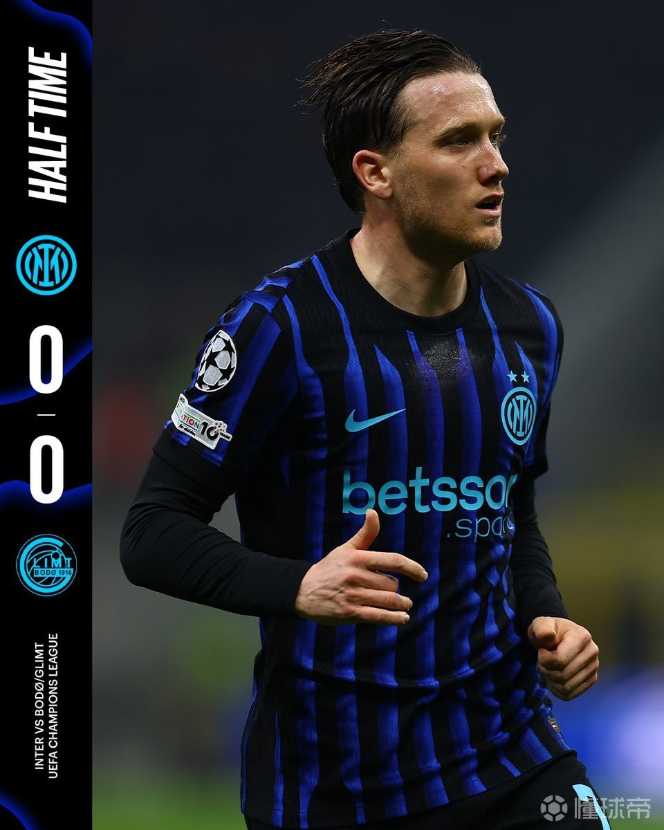  国米半场12脚射门，为有统计后球队欧冠半场0进球比赛射门纪录