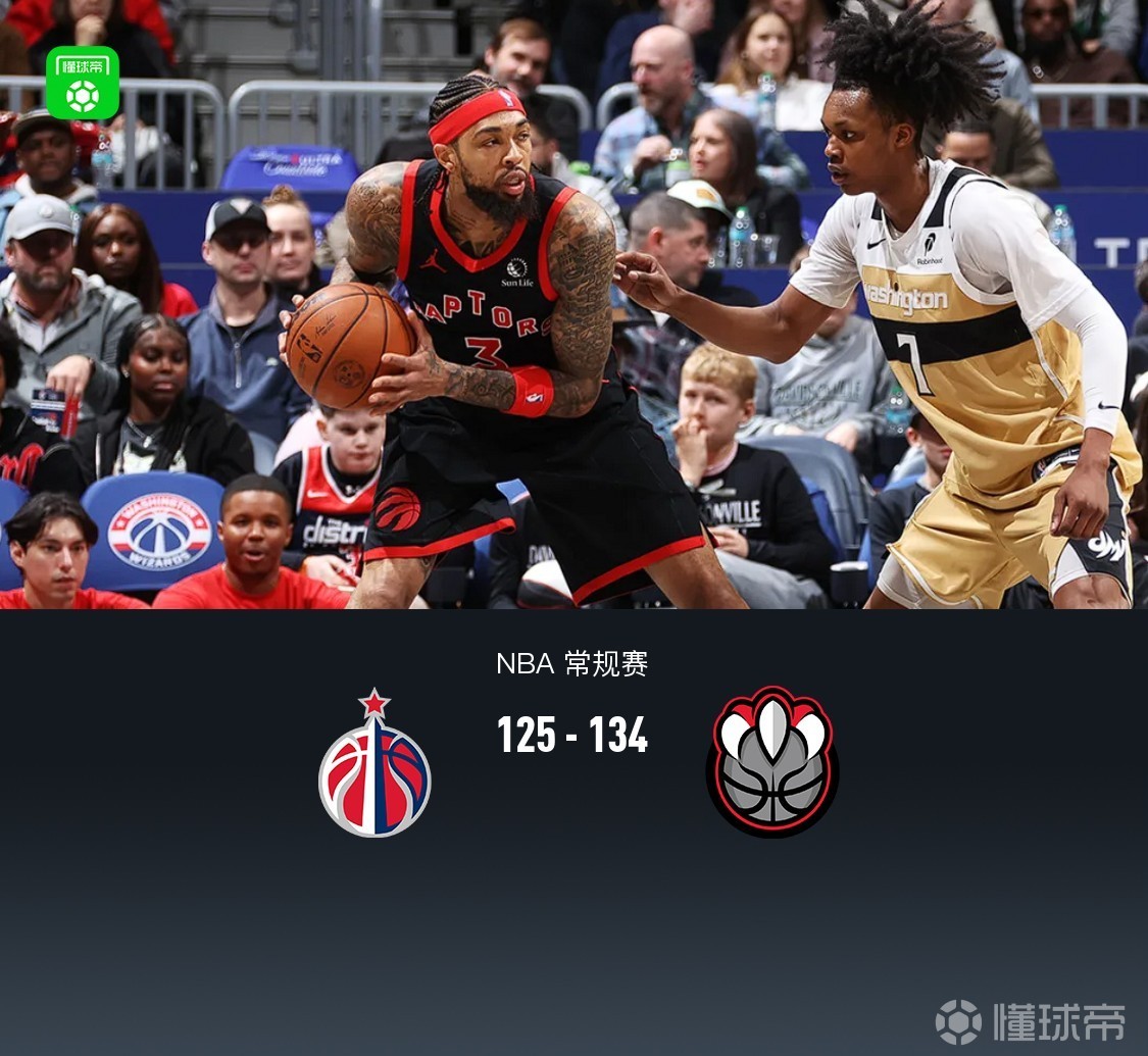 猛龙134-125力克8人上双奇才，奎克利27+11，英格拉姆24分