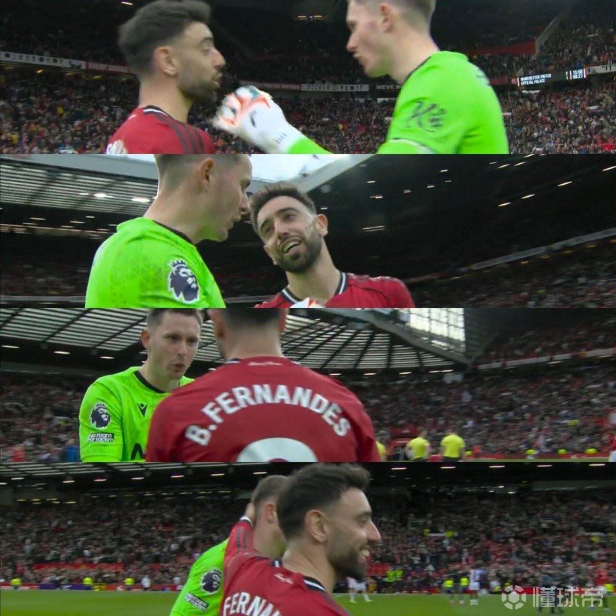 和前队友也感情好，B费罚进点球后和迪恩-亨德森友好交流