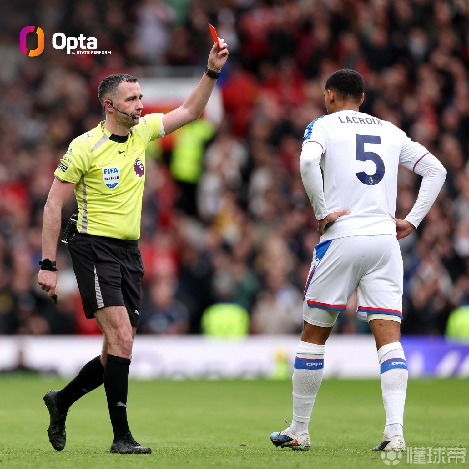 史上第二人，拉克鲁瓦英超客战曼联进球后又被罚下