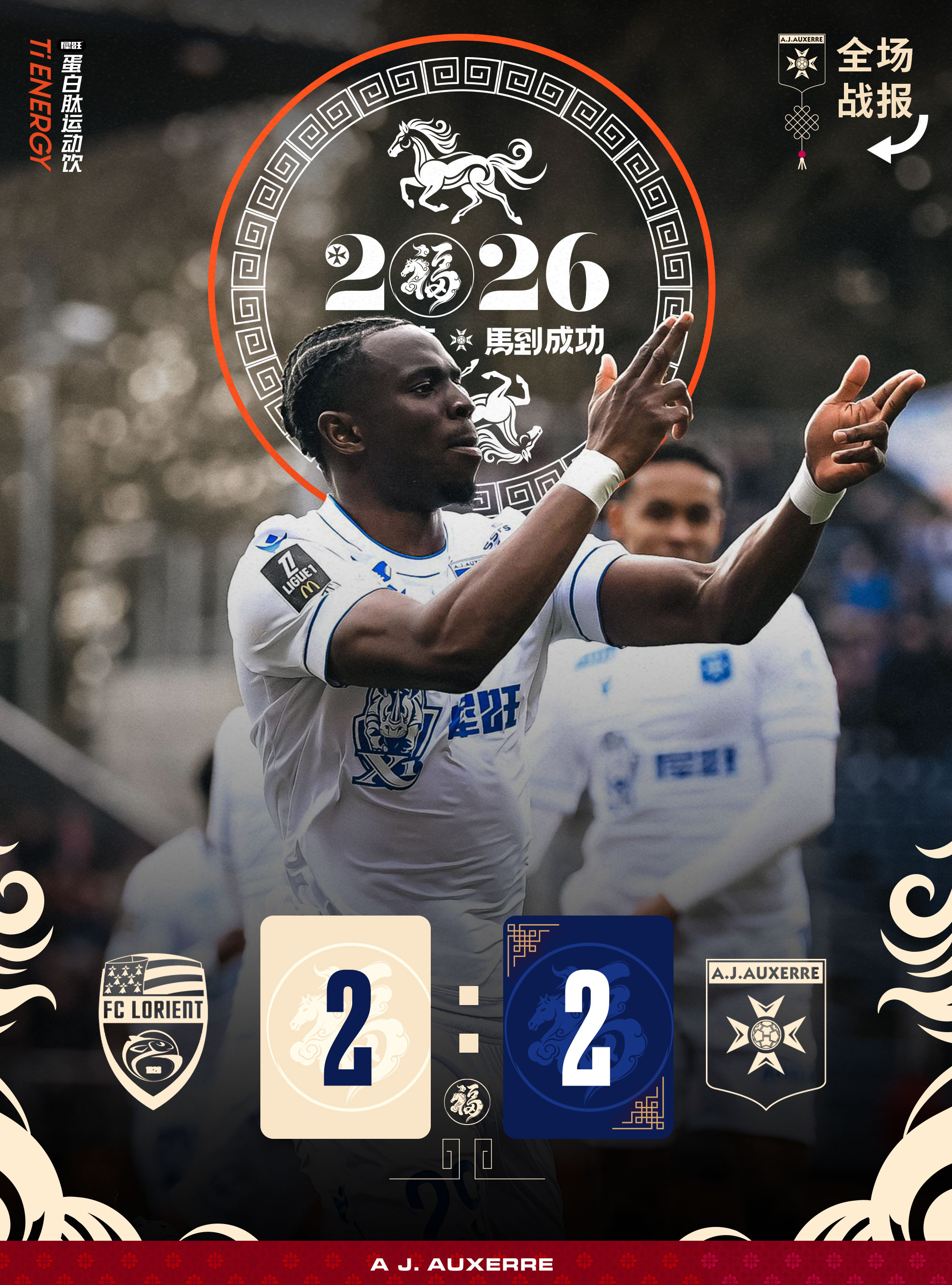 联赛战报｜两度领先，客场战平洛里昂