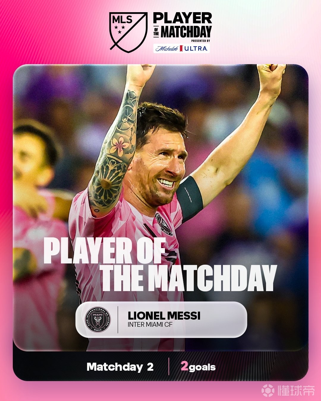 梅西第13次获得美职联周最佳球员，距多诺万的纪录还差6次