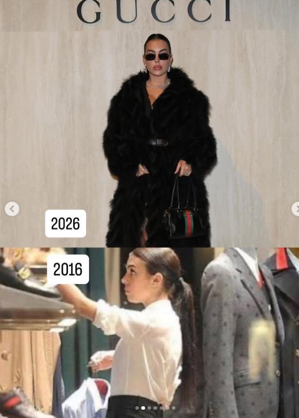 乔治娜黑裙闪耀罗马！Gucci柜姐到模特，C罗未婚妻带娃回欧洲避险