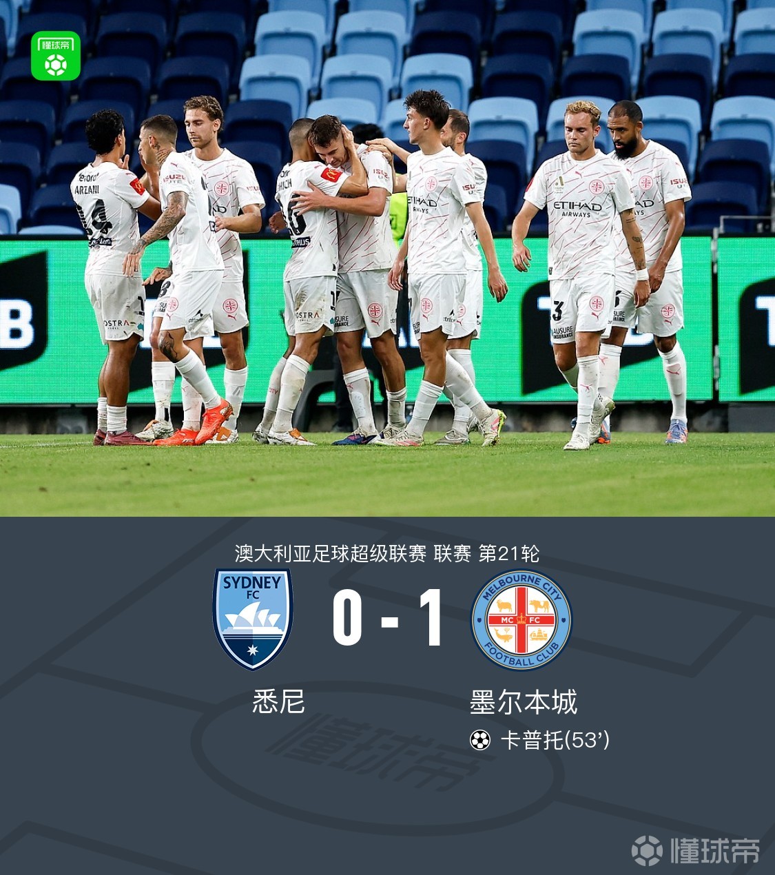 墨尔本城1-0悉尼，卡普托头球制胜