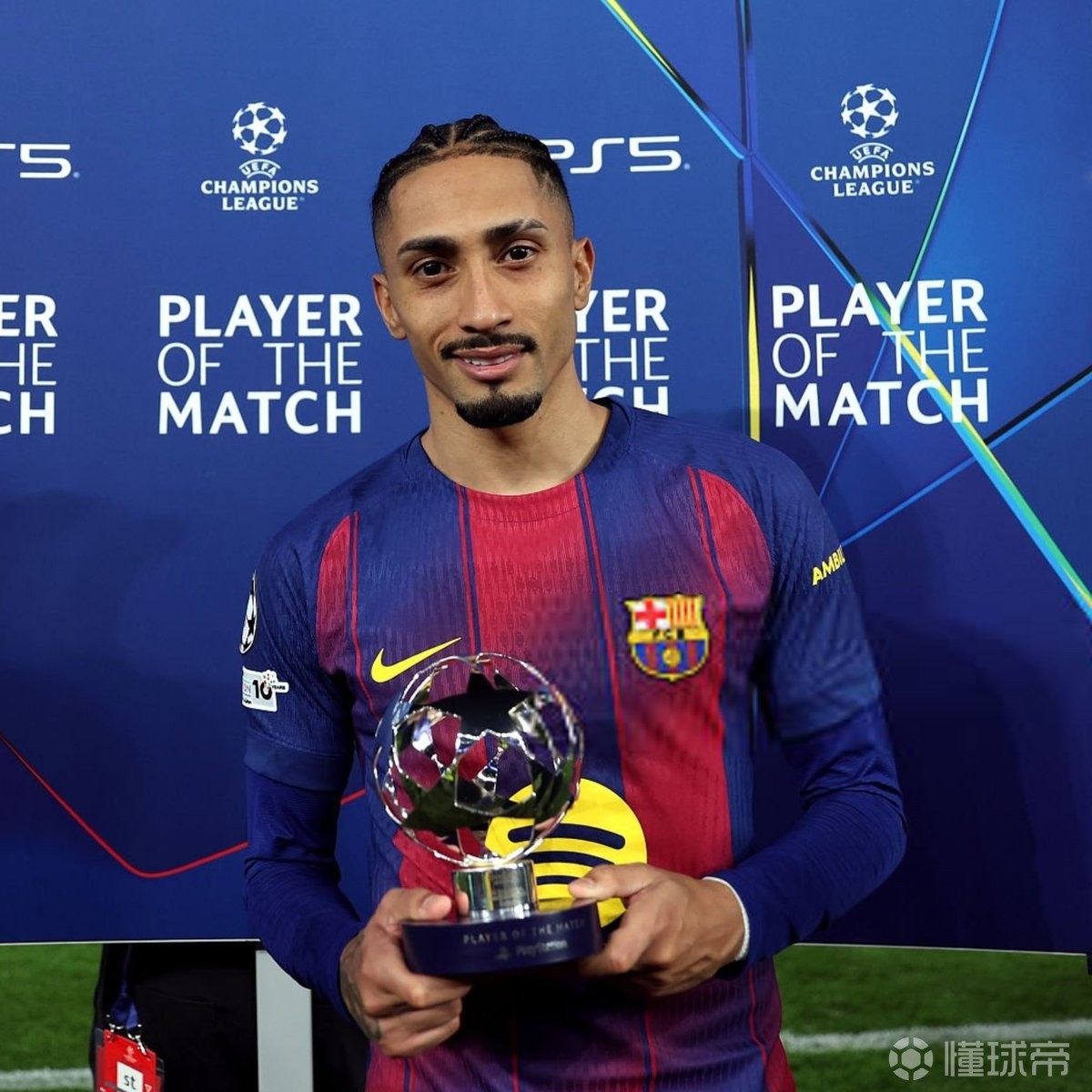 2球2助，拉菲尼亚当选巴萨vs纽卡全场最佳球员