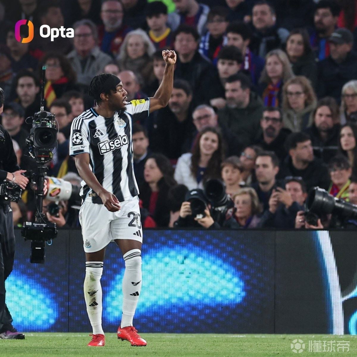 代表英超球队欧冠做客诺坎普梅开二度，埃兰加是历史第二人